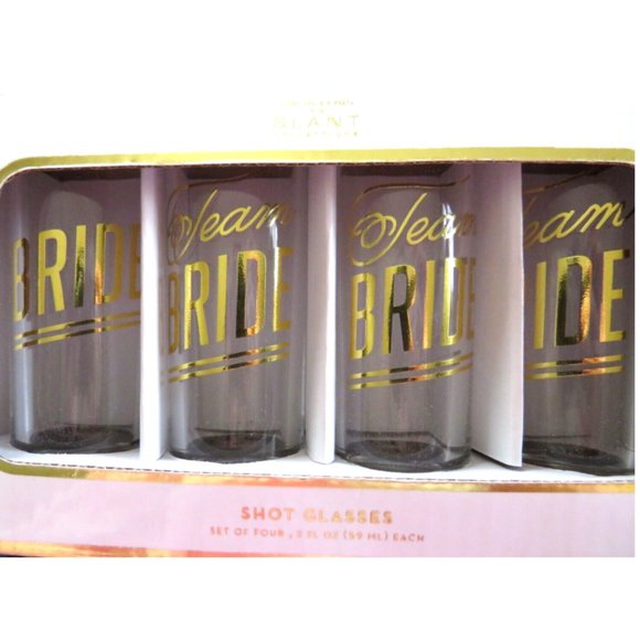 Team Bride Set of 4 Shot Glasses 2-Ounce Slant Collections New In Box - Picture 7 of 7